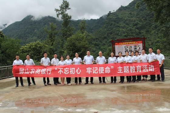 屏山農(nóng)商銀行黨委書記吳遠(yuǎn)川(左八)帶領(lǐng)黨員干部開展“不忘初心，牢記使命”主題教育活動(dòng).JPG