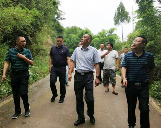 7月21日，四川省第十三督查組、廣安市自規(guī)局、岳池縣政府會(huì)同岳池縣自規(guī)局地災(zāi)辦實(shí)地查看庵堂溝村觀星寨地災(zāi)隱患點(diǎn).jpg