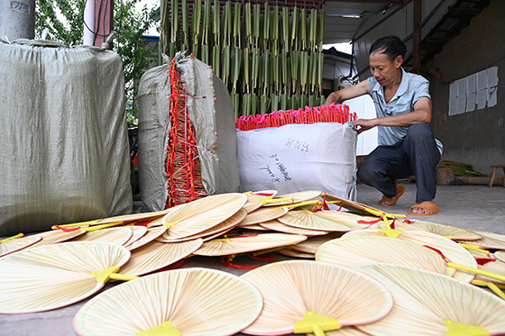 5四川省內(nèi)江市東興區(qū)楊家鎮(zhèn)金銀嘴村村民在包裝準(zhǔn)備外銷的蒲扇.jpg