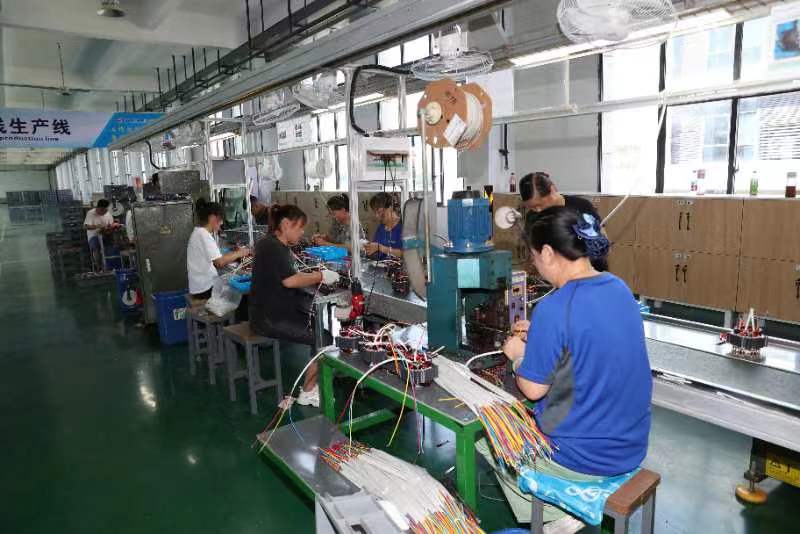 四川省廣安市廣安區(qū)南潯廣安東西部協(xié)作產(chǎn)業(yè)園湖州南洋電機(jī)廣安生產(chǎn)基地4#嵌線生產(chǎn)線生產(chǎn)車(chē)間，工人正在作業(yè) (2).jpg