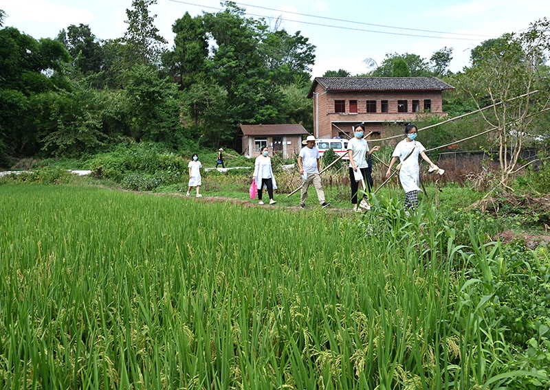 1流動醫(yī)療隊(duì)隊(duì)員奔忙在鄉(xiāng)村田野，開展上門醫(yī)療健康服務(wù).jpg
