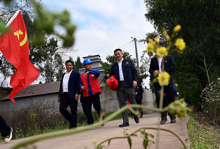 圖3  3月14日，內(nèi)江市東興區(qū)高梁鎮(zhèn)方家溝村，電力志愿者奔赴生產(chǎn)一線.jpg