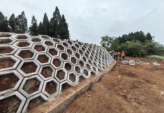 圖4  建設(shè)者們在新開墾出來的土地上加班加點修建邊坡.jpg