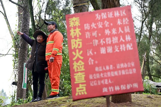 圖1  2025年3月20日，四川省內(nèi)江市東興區(qū)白合鎮(zhèn)斑竹林場(chǎng)，夏開桂夫妻倆一起出門巡山護(hù)林。.jpg